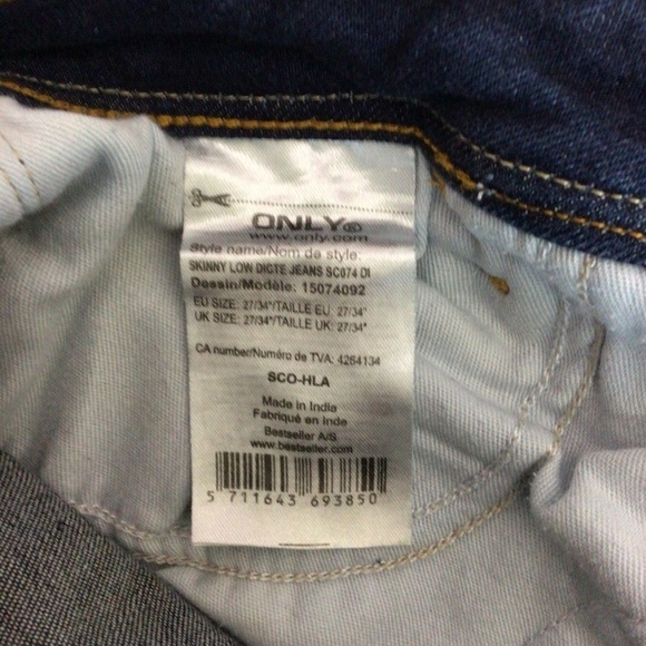 ONLY Blue Behavior Skinny Low Rise Blue Denim Jeans - Size 27W x 34L - Picture 10 of 10